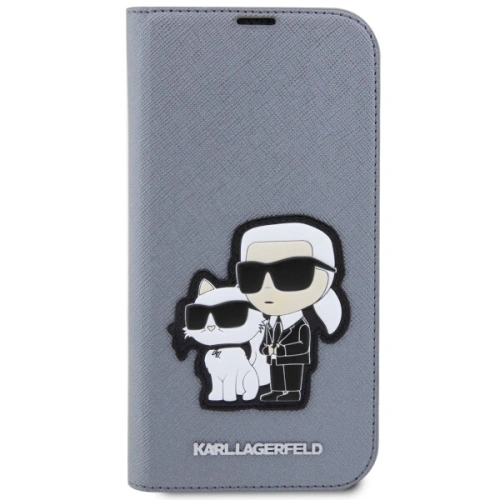 Kup Etui Karl Lagerfeld KLBKP14LSANKCPG Apple iPhone 14 Pro bookcase srebrny/silver Saffiano Karl & Choupette - KLD1529 - {ean13} - Sklep Home Screen