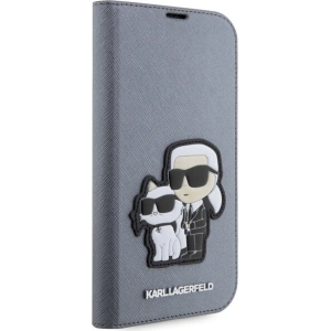 Etui Karl Lagerfeld KLBKP14LSANKCPG Apple iPhone 14 Pro bookcase srebrny/silver Saffiano Karl & Choupette