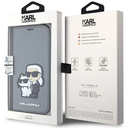 Buy Karl Lagerfeld KLBKP14SSANKCPG Apple iPhone 14 bookcase silver Saffiano Karl & Choupette - KLD1532 - {ean13} - Home Screen Store Europe