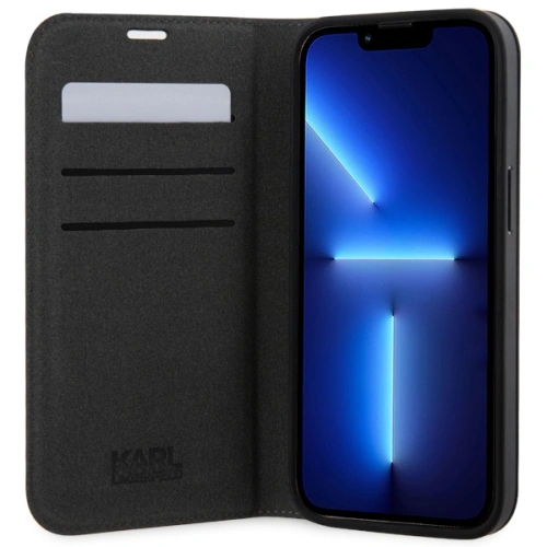 Kup Etui Karl Lagerfeld KLBKP14XSAKLHPG Apple iPhone 14 Pro Max bookcase srebrny/silver Saffiano Monogram - KLD1534 - {ean13} - Sklep Home Screen