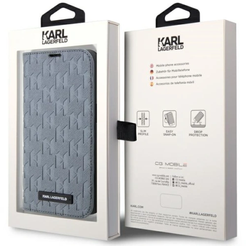 Kup Etui Karl Lagerfeld KLBKP14XSAKLHPG Apple iPhone 14 Pro Max knižní obal stříbrný/silver Saffiano Monogram - KLD1534 - {ean13} - Sklep Home Screen