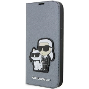 Kup Etui Karl Lagerfeld KLBKP14XSANKCPG Apple iPhone 14 Pro Max bookcase srebrny/silver Saffiano Karl & Choupette - KLD1536 - {ean13} - Sklep Home Screen
