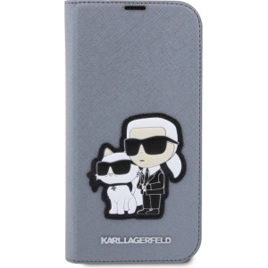 Kup Etui Karl Lagerfeld KLBKP14XSANKCPG Apple iPhone 14 Pro Max bookcase srebrny/silver Saffiano Karl & Choupette - KLD1536 - {ean13} - Sklep Home Screen