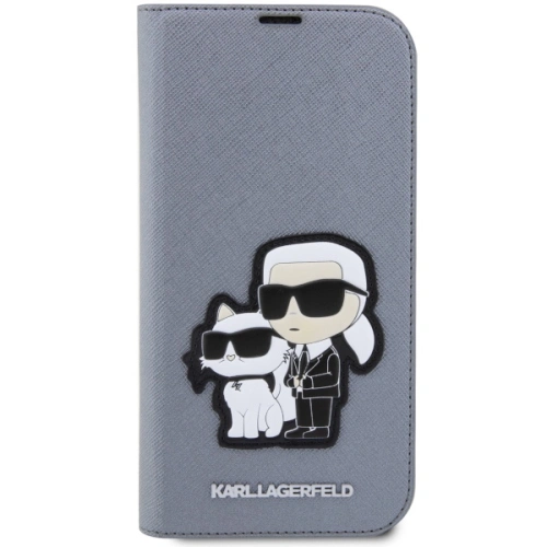 Kup Etui Karl Lagerfeld KLBKP14XSANKCPG Apple iPhone 14 Pro Max knížkový obal stříbrný/silver Saffiano Karl & Choupette - KLD1536 - {ean13} - Sklep Home Screen