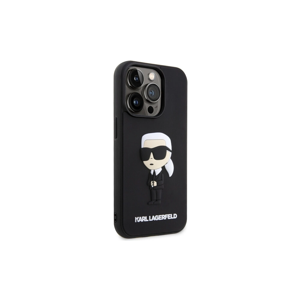Etui Karl Lagerfeld KLHCP14L3DRKINK Apple iPhone 14 Pro czarny/black hardcase Rubber Ikonik 3D