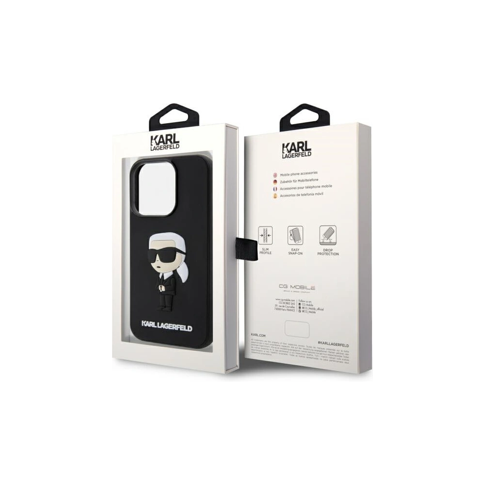 Etui Karl Lagerfeld KLHCP14L3DRKINK Apple iPhone 14 Pro czarny/black hardcase Rubber Ikonik 3D