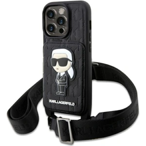 Etui Karl Lagerfeld KLHCP14LCSAKHPKK Apple iPhone 14 Pro hardcase czarny/black Crossbody Saffiano Monogram Ikonik