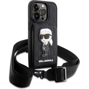 Etui Karl Lagerfeld KLHCP14LCSAKHPKK Apple iPhone 14 Pro hardcase czarny/black Crossbody Saffiano Monogram Ikonik