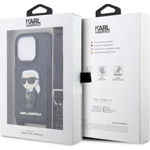 Etui Karl Lagerfeld KLHCP14LCSAKHPKK Apple iPhone 14 Pro hardcase czarny/black Crossbody Saffiano Monogram Ikonik