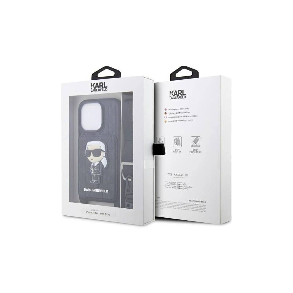Etui Karl Lagerfeld KLHCP14LCSAKHPKK Apple iPhone 14 Pro hardcase czarny/black Crossbody Saffiano Monogram Ikonik