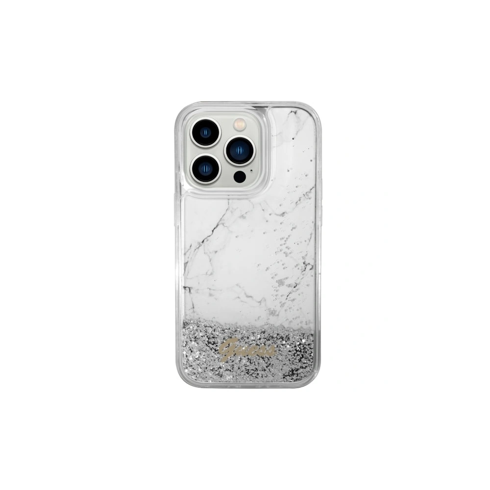 Etui Guess GUHCP14XLCSGSGH Apple iPhone 14 Pro Max biały/white hardcase Liquid Glitter Marble