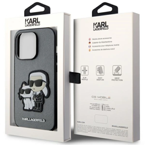 Kup Etui Karl Lagerfeld KLHCP14LSANKCPG Apple iPhone 14 Pro hardcase srebrny/silver Saffiano Karl & Choupette - KLD1544 - {ean13} - Sklep Home Screen
