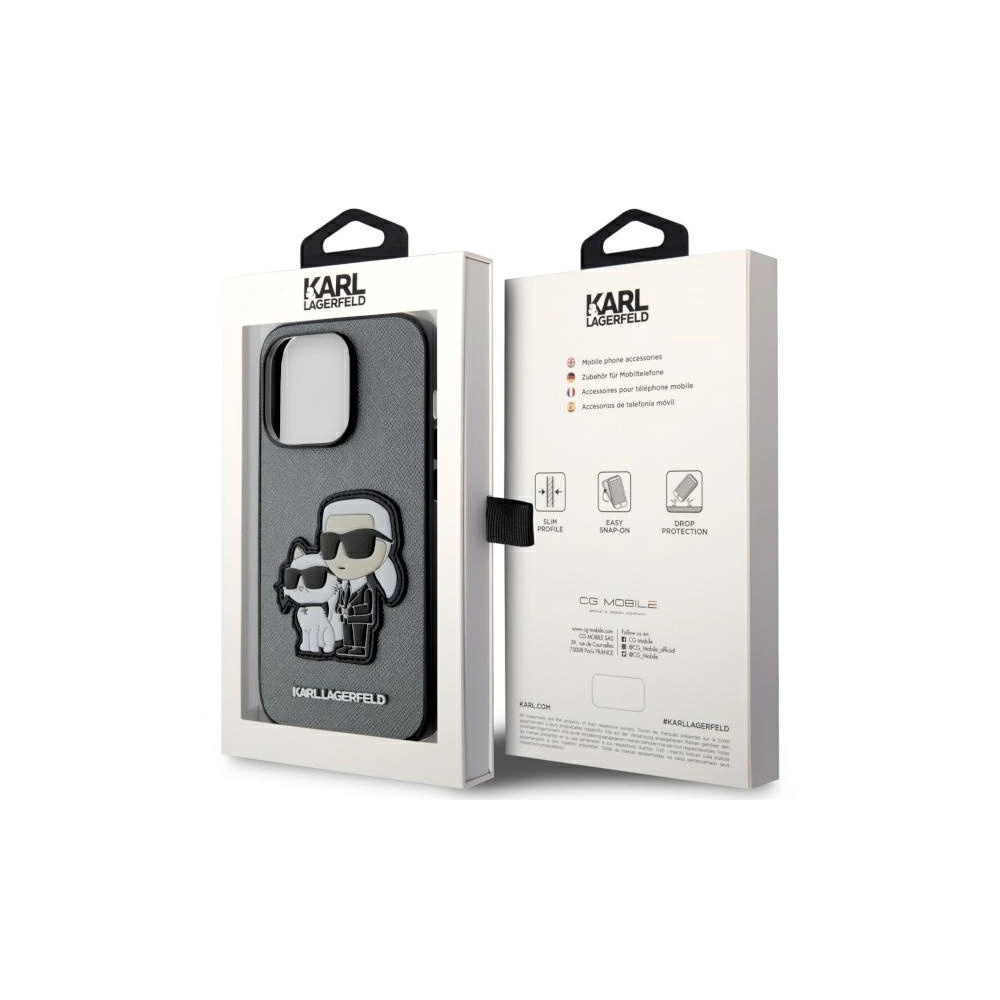 Etui Karl Lagerfeld KLHCP14LSANKCPG Apple iPhone 14 Pro hardcase srebrny/silver Saffiano Karl & Choupette