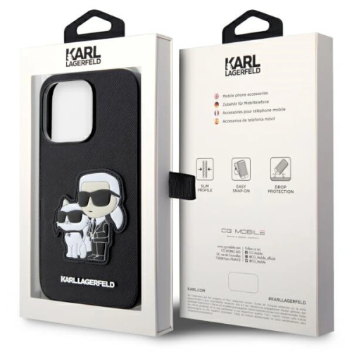Kup Karl Lagerfeld Apple Tasche KLHCP14LSANKCPK iPhone 14 Pro Hartschale schwarz/schwarz Saffiano Karl & Choupette - KLD1545 - {ean13} - Sklep Home Screen