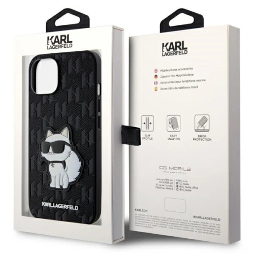Kup Karl Lagerfeld Apple Tasche KLHCP14MSAKHPCK iPhone 14 Plus / 15 Plus schwarz/schwarz Saffiano Monogram Choupette - KLD1546 - {ean13} - Sklep Home Screen