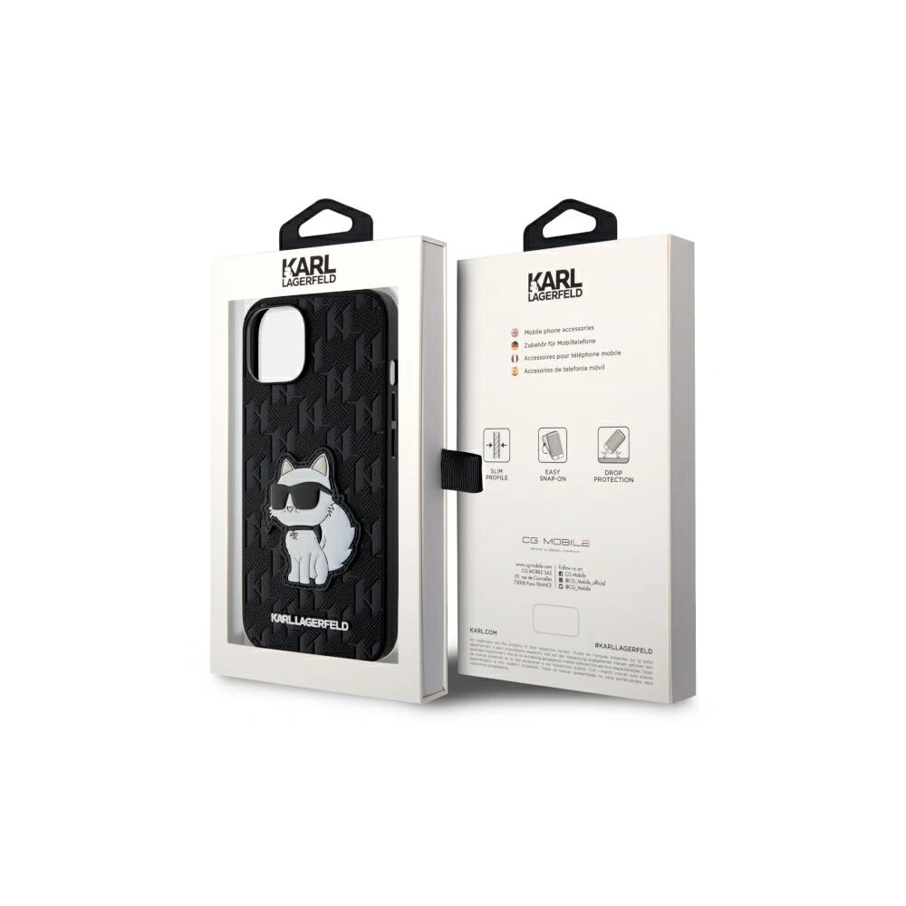 Etui Karl Lagerfeld KLHCP14MSAKHPCK Apple iPhone 14 Plus / 15 Plus czarny/black Saffiano Monogram Choupette
