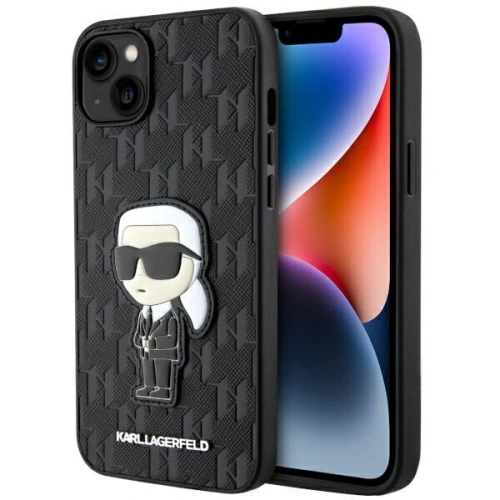 Kup Karl Lagerfeld Apple Tasche KLHCP14MSAKHPKK iPhone 14 Plus / 15 Plus schwarz/schwarz Saffiano Monogram Ikonik - KLD1547 - {ean13} - Sklep Home Screen