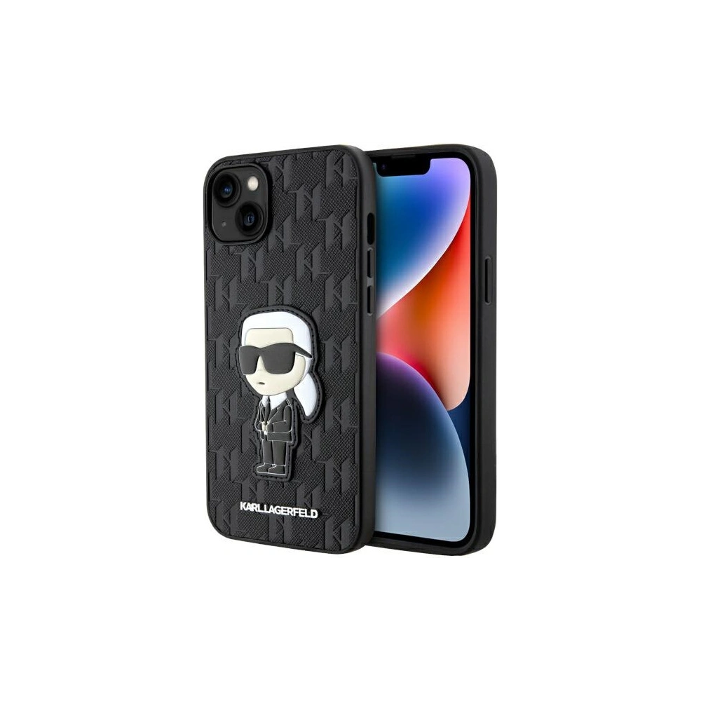Etui Karl Lagerfeld KLHCP14MSAKHPKK Apple iPhone 14 Plus / 15 Plus czarny/black Saffiano Monogram Ikonik