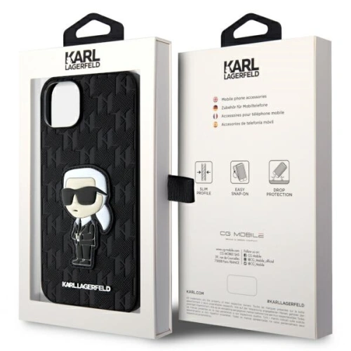 Kup Karl Lagerfeld Apple Tasche KLHCP14MSAKHPKK iPhone 14 Plus / 15 Plus schwarz/schwarz Saffiano Monogram Ikonik - KLD1547 - {ean13} - Sklep Home Screen