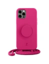 Etui Just Elegance PopGrip Apple iPhone 12/12 Pro rózsaszín/orchidea virág 30090