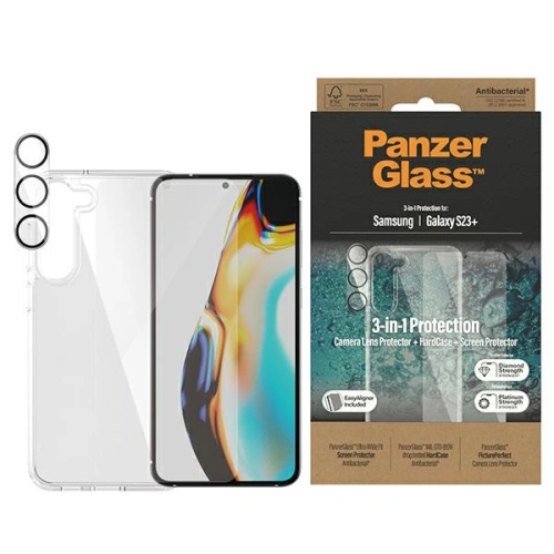Kup PanzerGlass Samsung Kit Bundle 3in1 Galaxy S23+ Plus Hardcase + Displayschutzfolie + Kameraobjektiv 0434+7316 - PZG26 - {ean13} - Sklep Home Screen