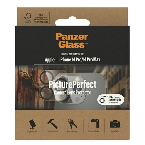 Kup Sklo tvrzené na objektiv fotoaparátu PanzerGlass Camera Protector Apple iPhone 14 Pro/14 Pro Max Platinium Strength 0400 - PZG30 - {ean13} - Sklep Home Screen