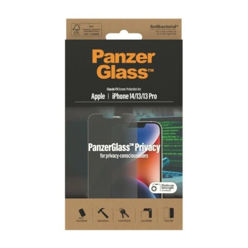 Kup Szkło hartowane PanzerGlass Classic Fit Apple iPhone 14/13/13 Pro Privacy Screen Protection Antibacterial P2767 - PZG31 - {ean13} - Sklep Home Screen