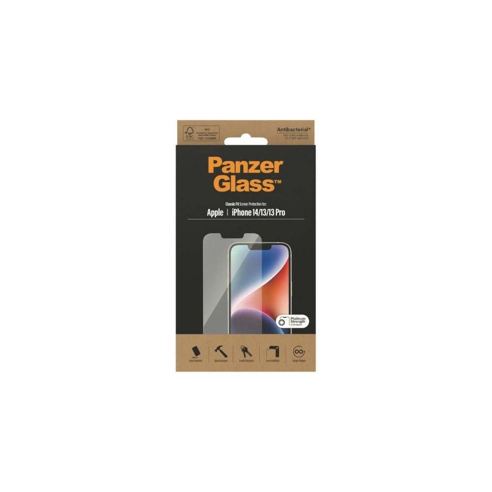 Szkło hartowane PanzerGlass Classic Fit Apple iPhone 14/13/13 Pro Screen Protection Antibacterial 2767