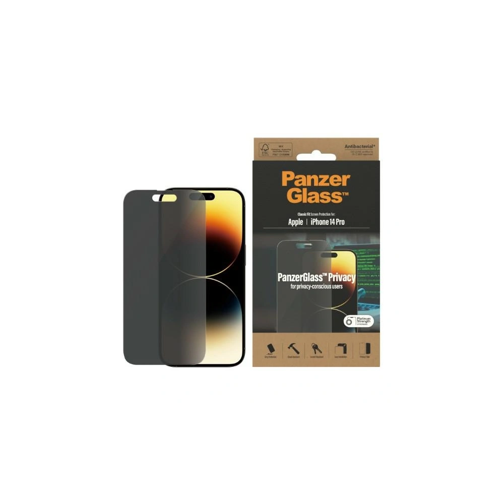 Szkło hartowane PanzerGlass Classic Fit Apple iPhone 14 Pro Privacy Screen Protection Antibacterial P2768