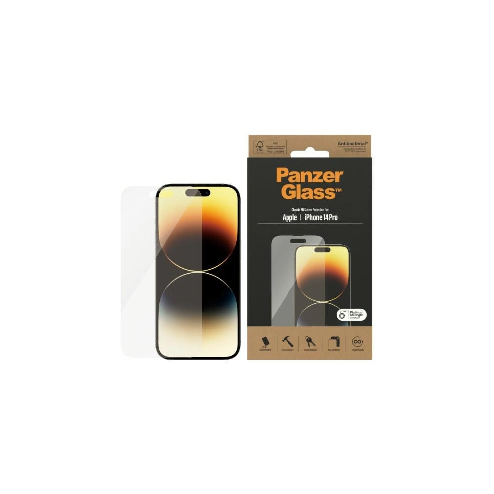 Szkło hartowane PanzerGlass Classic Fit Apple iPhone 14 Pro Screen Protection Antibacterial 2768