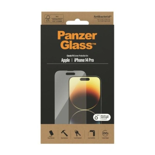 Kup PanzerGlass Apple Gehärtetes Glas Classic Fit iPhone 14 Pro Bildschirm Schutz Antibakteriell 2768 - PZG34 - {ean13} - Sklep Home Screen