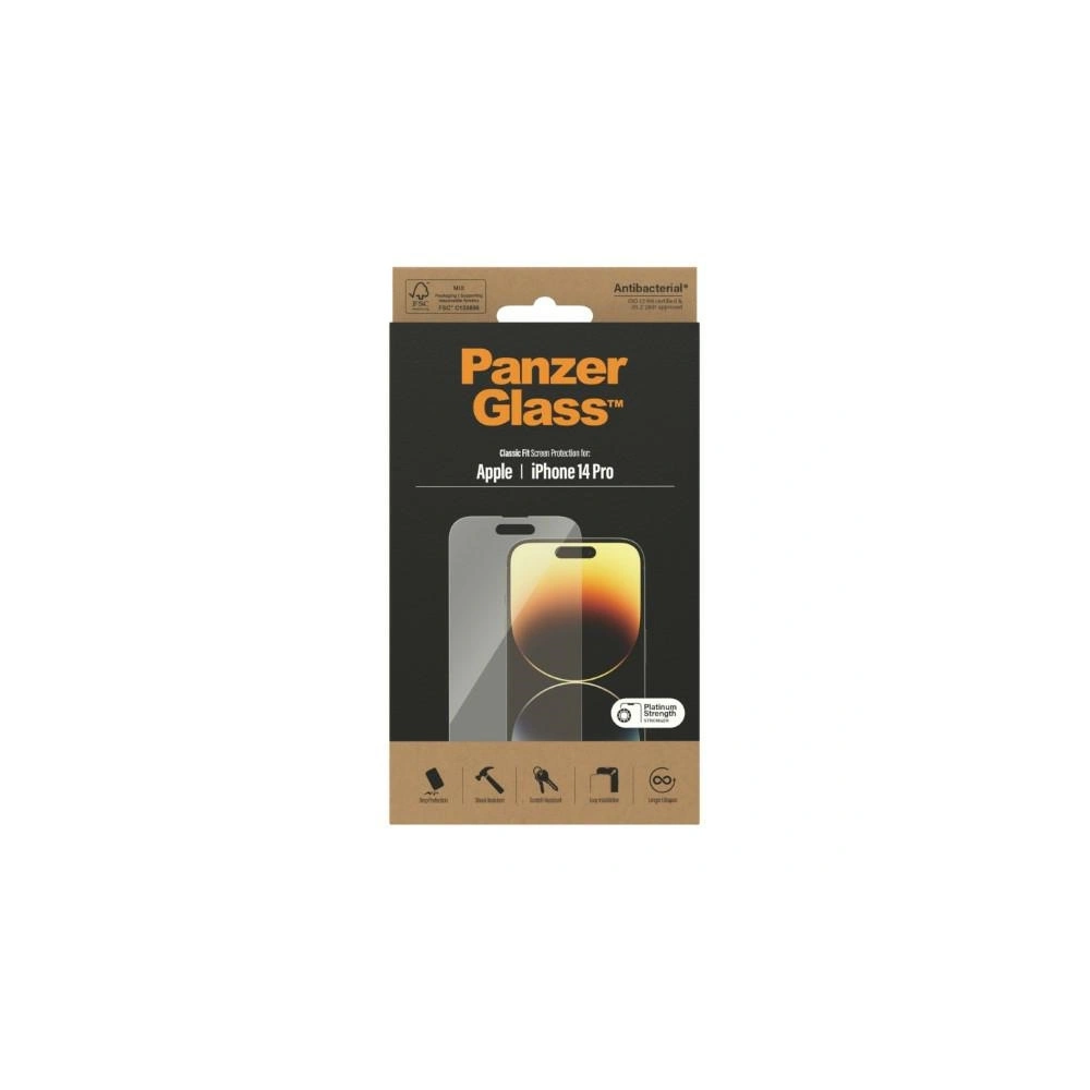 Szkło hartowane PanzerGlass Classic Fit Apple iPhone 14 Pro Screen Protection Antibacterial 2768