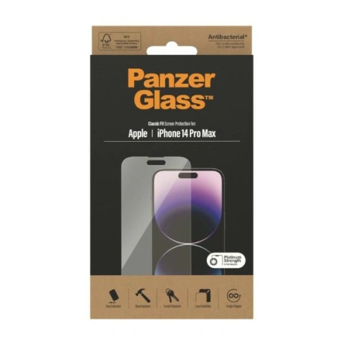 Kup Szkło hartowane PanzerGlass Classic Fit Apple iPhone 14 Pro Max Screen Protection Antibacterial 2770 - PZG36 - {ean13} - Sklep Home Screen