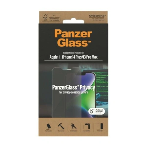 Kup Tvrzené sklo PanzerGlass Classic Fit Apple iPhone iPhone 14 Plus / 15 Plus Ochrana soukromí Antibakteriální P2769 - PZG37 - {ean13} - Sklep Home Screen