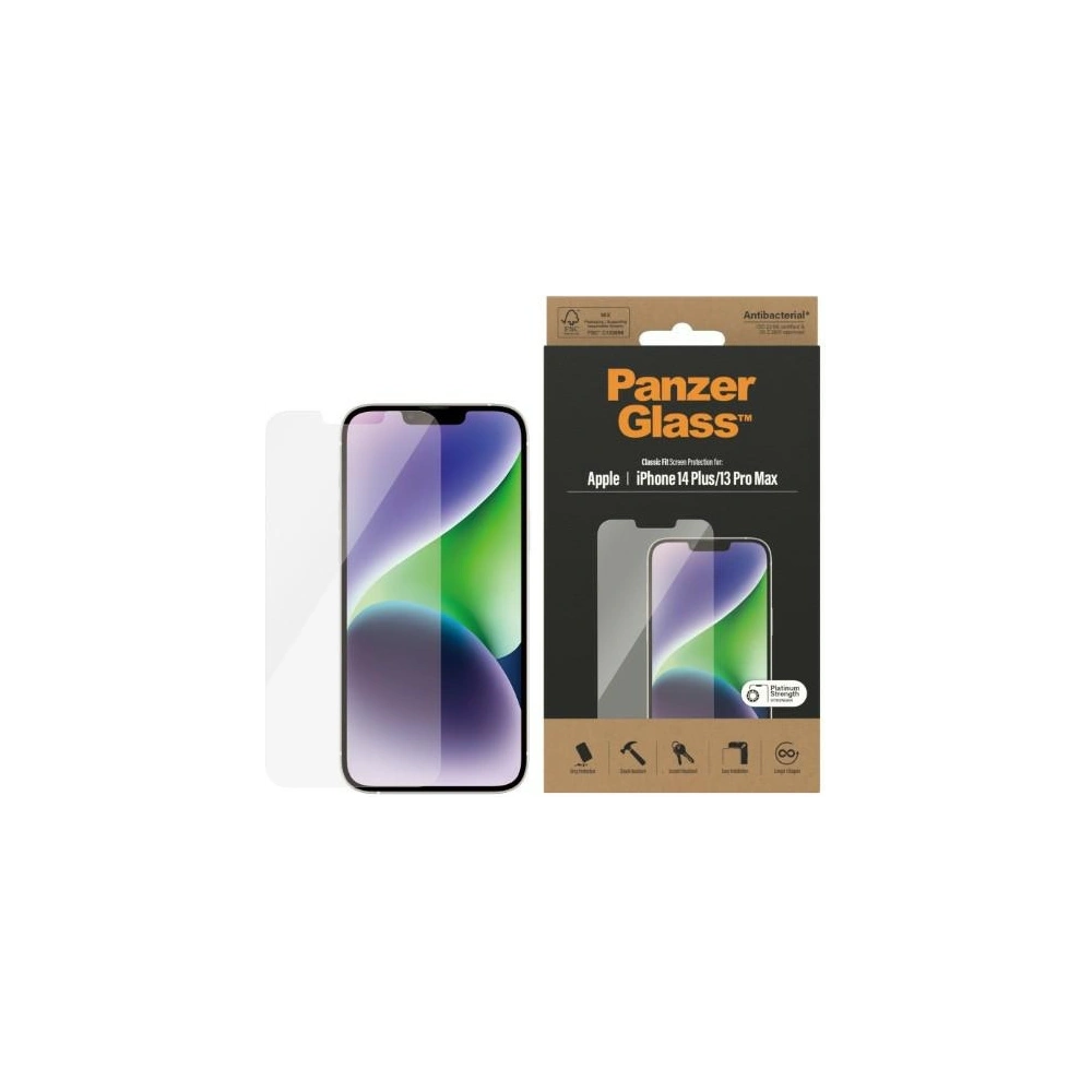 Szkło hartowane PanzerGlass Classic Fit Apple iPhone iPhone 14 Plus / 15 Plus Screen Protection Antibacterial 2769