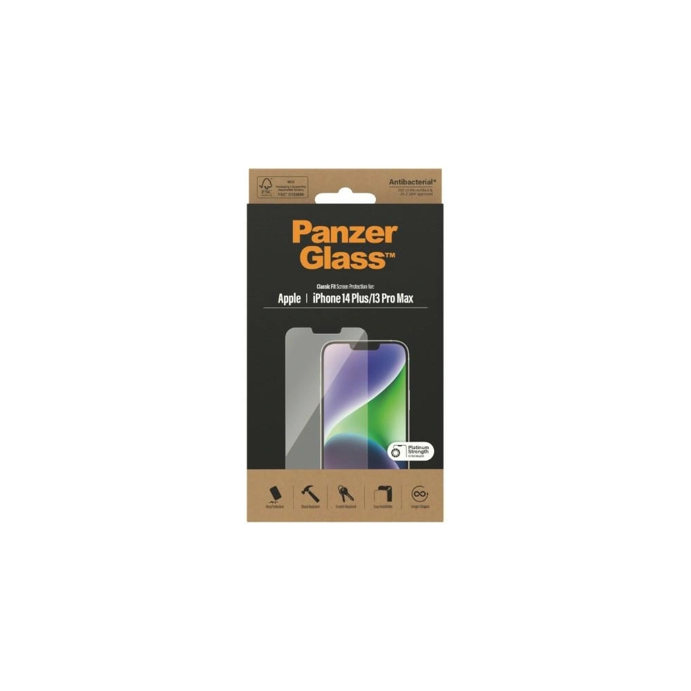 Szkło hartowane PanzerGlass Classic Fit Apple iPhone iPhone 14 Plus / 15 Plus Screen Protection Antibacterial 2769