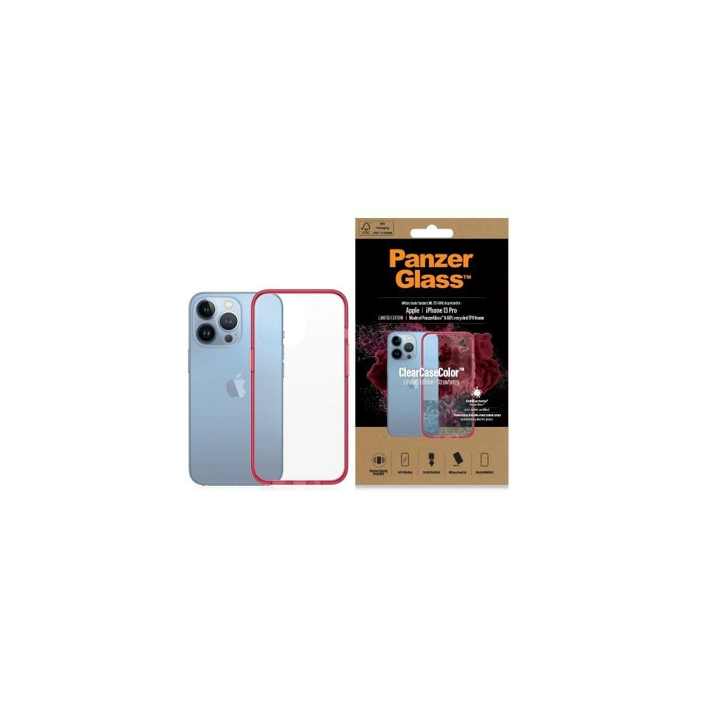 Etui PanzerGlass ClearCase Apple iPhone 13 Pro Antibacterial Military grade Strawberry 0340