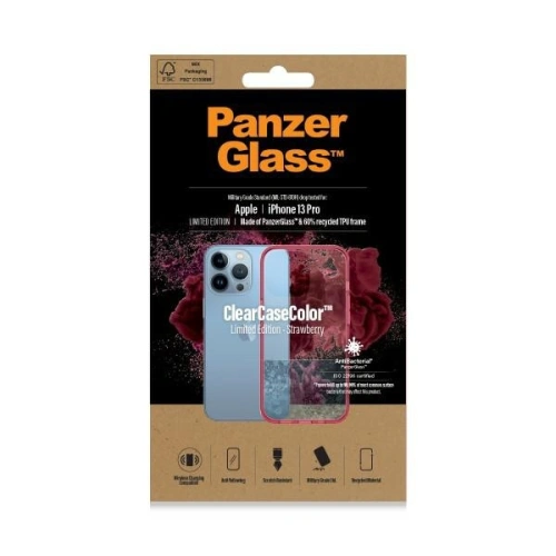 Kup Etui PanzerGlass ClearCase Apple iPhone 13 Pro Antibacterial Military grade Strawberry 0340 - PZG89 - {ean13} - Sklep Home Screen