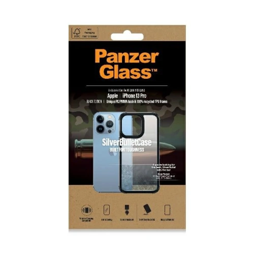 Kup Etui PanzerGlass ClearCase Apple iPhone 13 Pro black Antibacterial Military grade SilverBullet 0324 - PZG90 - {ean13} - Sklep Home Screen