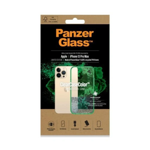 Kup Etui PanzerGlass ClearCase Apple iPhone 13 Pro Max Antibakteriální vojenské třídy Lime 0344 - PZG94 - {ean13} - Sklep Home Screen