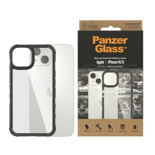 Kup Etui PanzerGlass ClearCase Apple iPhone 14/13 czarny/black Antibacterial Military grade SilverBullet 0421 - PZG105 - {ean13} - Sklep Home Screen