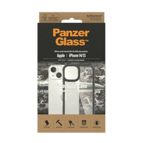 Kup Etui PanzerGlass ClearCase Apple iPhone 14/13 černý/black Antibacterial Military grade SilverBullet 0421 - PZG105 - {ean13} - Sklep Home Screen