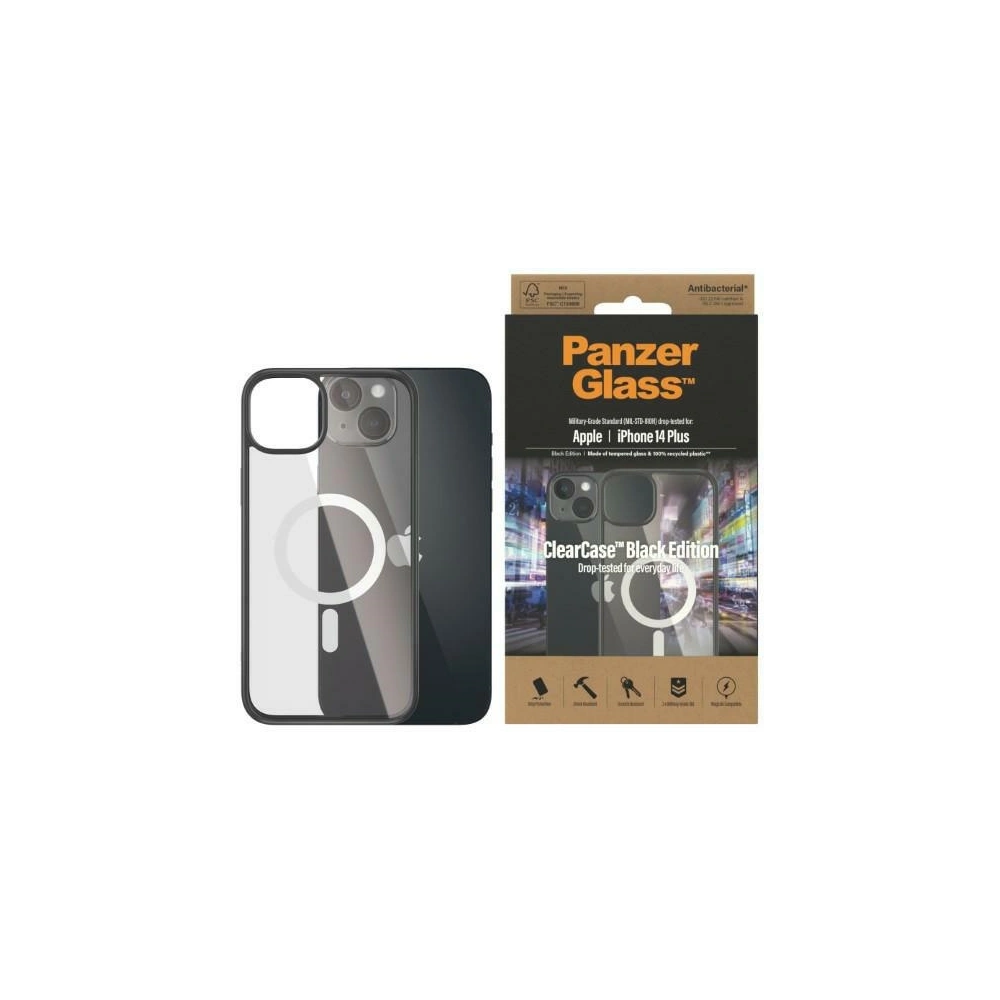Etui PanzerGlass ClearCase MagSafe Apple iPhone 14 Plus / 15 Plus Antibacterial czarny/black 0415