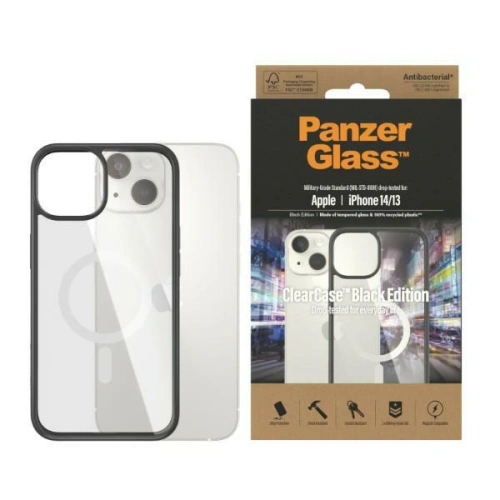 Kup Etui PanzerGlass ClearCase MagSafe Apple iPhone 14/13 Antibacterial negru/black 0413 - PZG114 - {ean13} - Sklep Home Screen