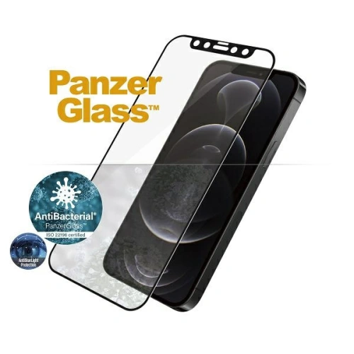 Kup Szkło hartowane PanzerGlass E2E Anti-Bluelight Apple iPhone 12/12 Pro Case Friendly AntiBacterial Microfracture czarny/black - PZG137 - {ean13} - Sklep Home Screen
