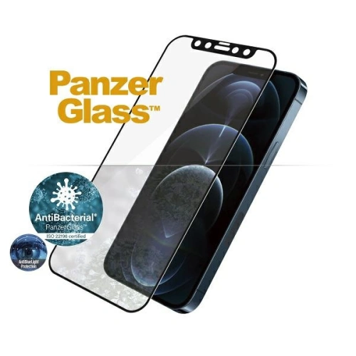 Kup PanzerGlass Apple Gehärtetes Glas E2E Anti-Bluelight iPhone 12 Pro Max Case Friendly AntiBacterial Microfracture schwarz/schwarz - PZG138 - {ean13} - Sklep Home Screen