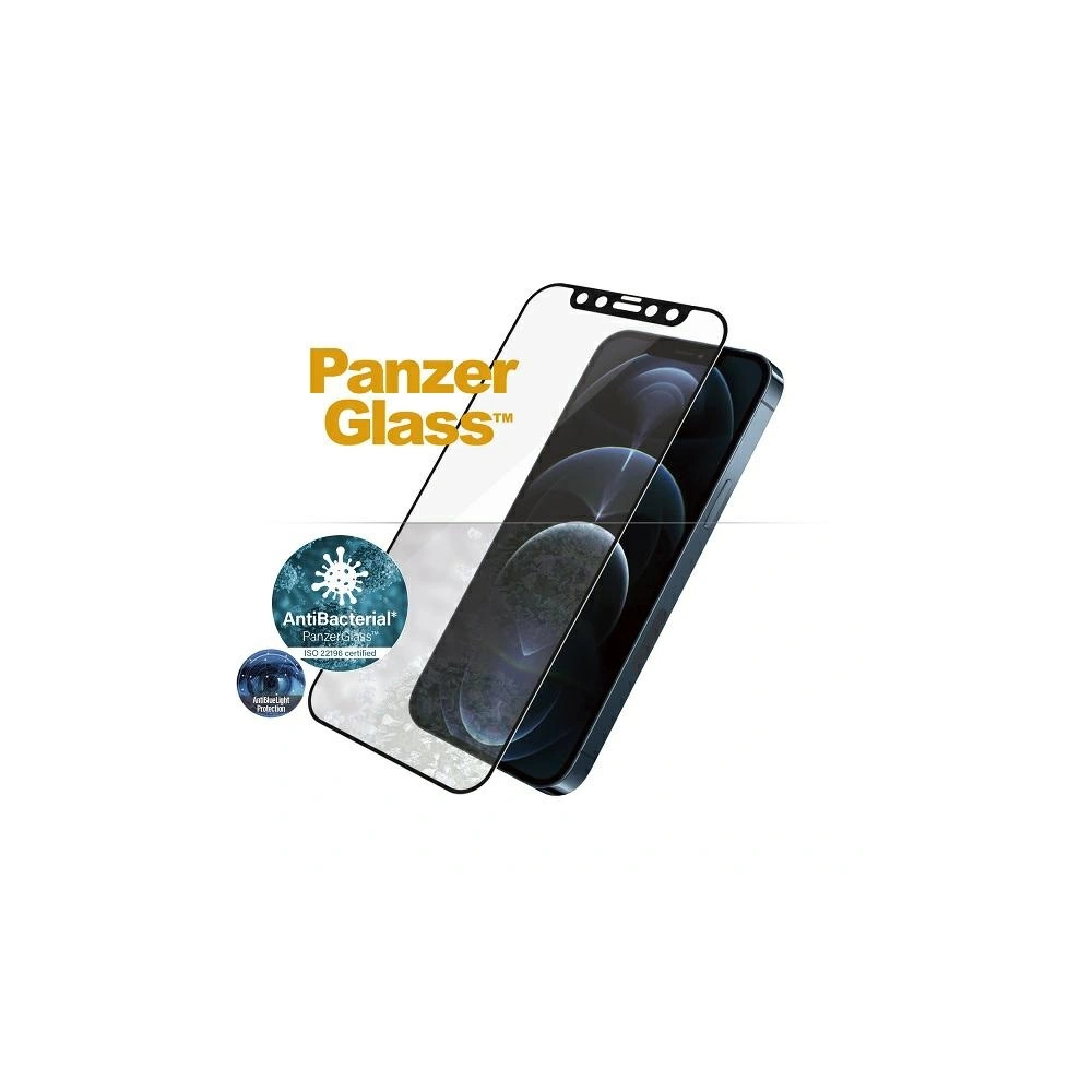 Szkło hartowane PanzerGlass E2E Anti-Bluelight Apple iPhone 12 Pro Max Case Friendly AntiBacterial Microfracture czarny/black