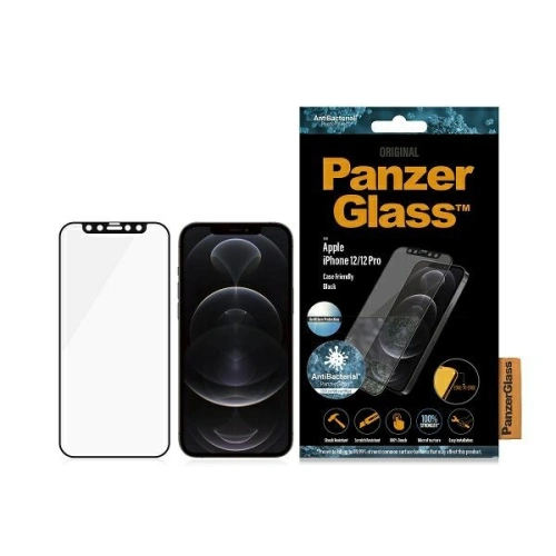Kup PanzerGlass Apple Gehärtetes Glas E2E Anti-Glare iPhone 12/12 Pro Case Friendly AntiBacterial Microfracture schwarz/schwarz - PZG141 - {ean13} - Sklep Home Screen