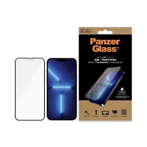Kup PanzerGlass Apple Gehärtetes Glas E2E Anti-Glare iPhone 13 Pro Max Case Friendly AntiBacterial MicroFracture schwarz/schwarz Pro2755 - PZG145 - {ean13} - Sklep Home Screen