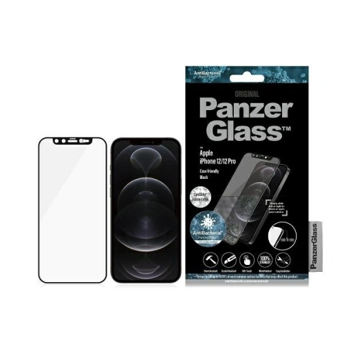 Kup PanzerGlass Apple Gehärtetes Glas E2E Microfracture iPhone 12/12 Pro CamSlider Swarovsky Case Friendly AntiBacterial schwarz/schwarz - PZG147 - {ean13} - Sklep Home Screen